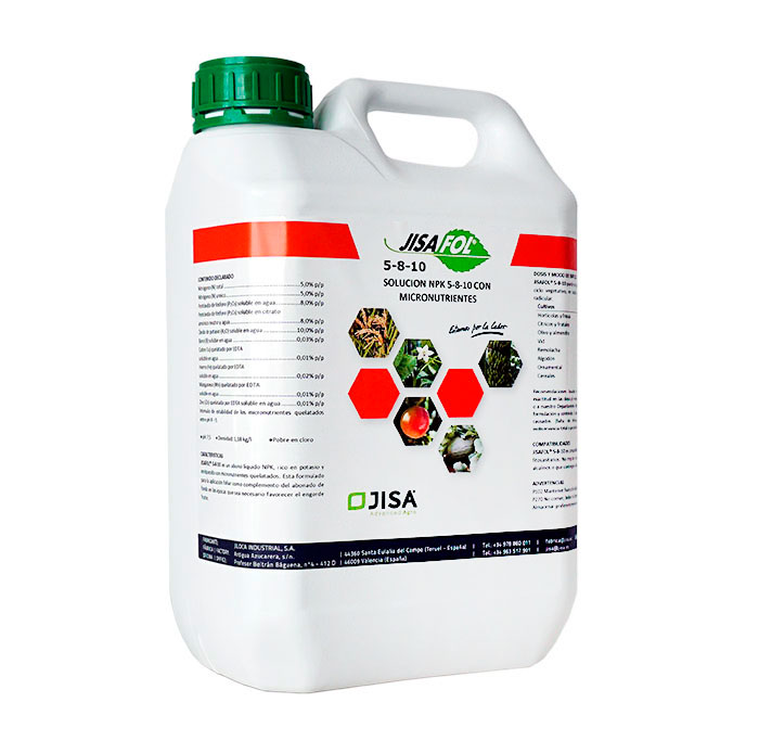 Fertilizante líquido NPK rico en potasio Jisafol-5-8-10