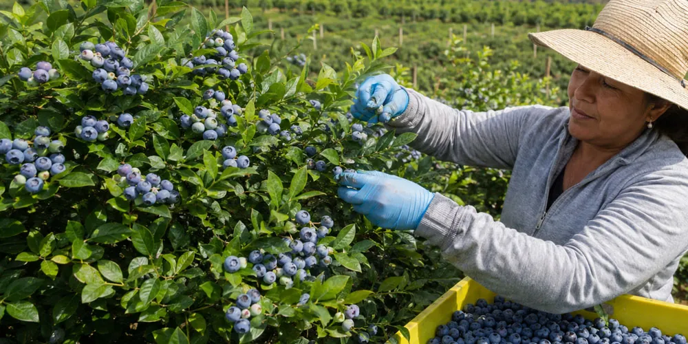 Recolección de arándanos en Colombia